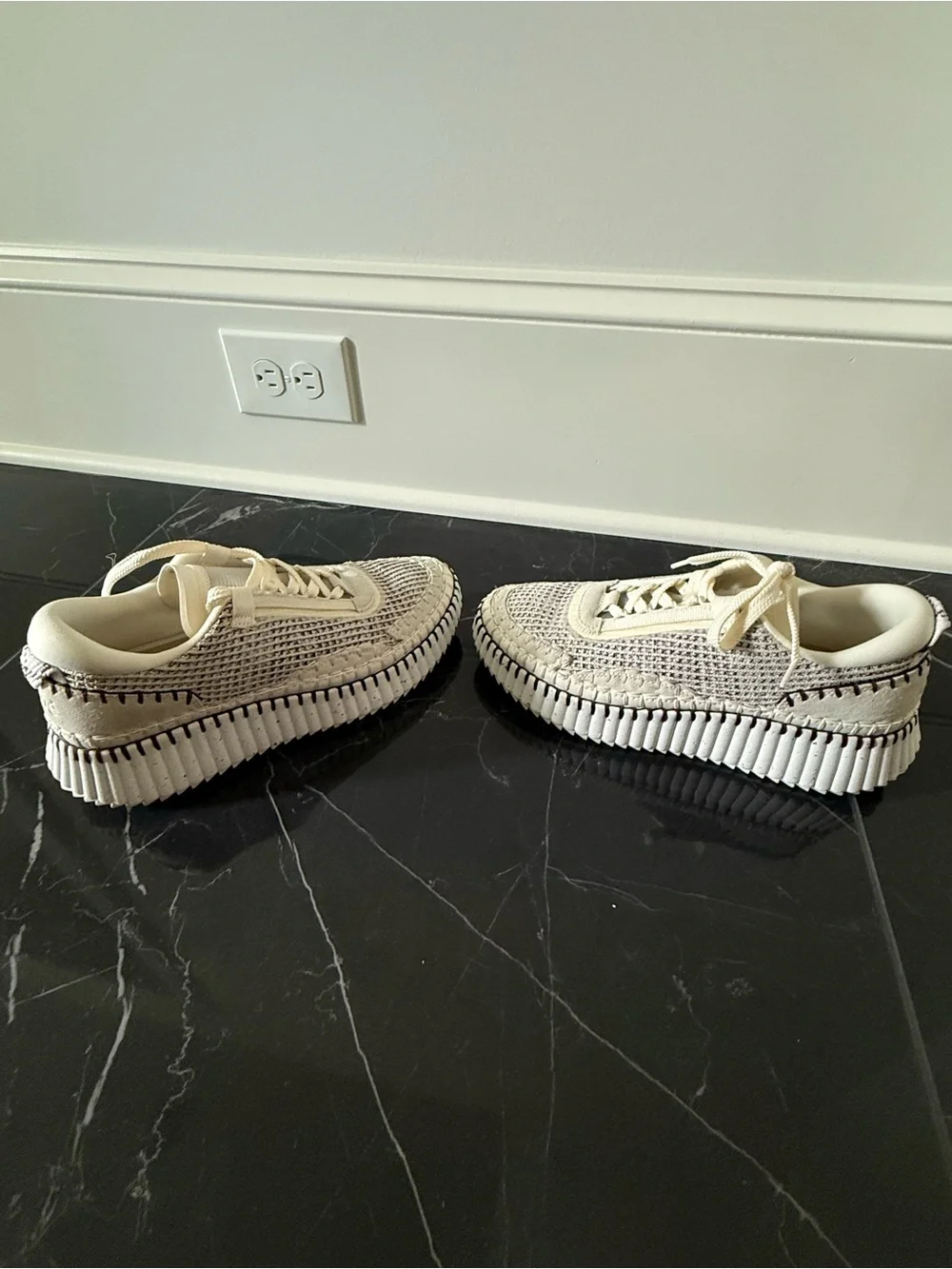 Chloe Cream Woven Sneakers